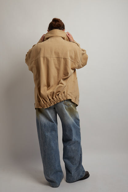 Beige High Neck Trench Coat