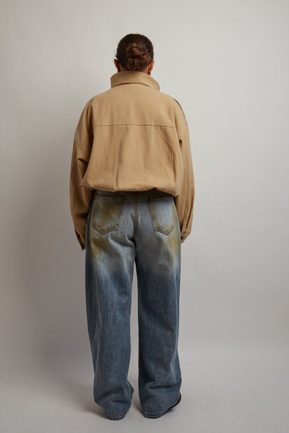 Beige High Neck Trench Coat