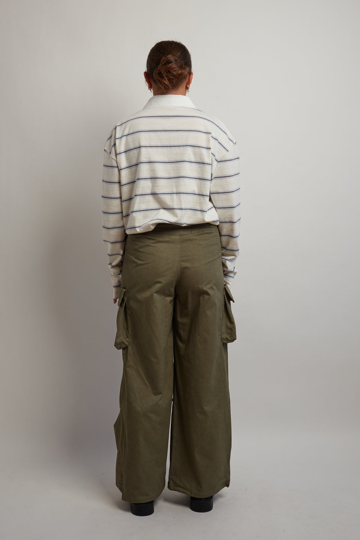 Ivory and Blue Long Sleeve Polo