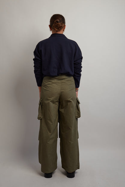 Navy Button Long Sleeve Polo