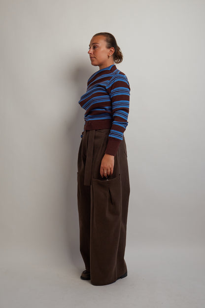 Brown Belted Cargo Pants