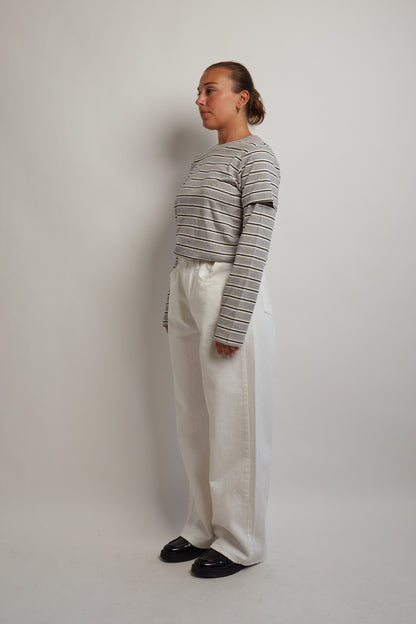 Grey Striped Layered Long Sleeve