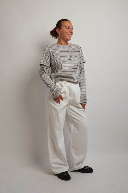Grey Striped Layered Long Sleeve