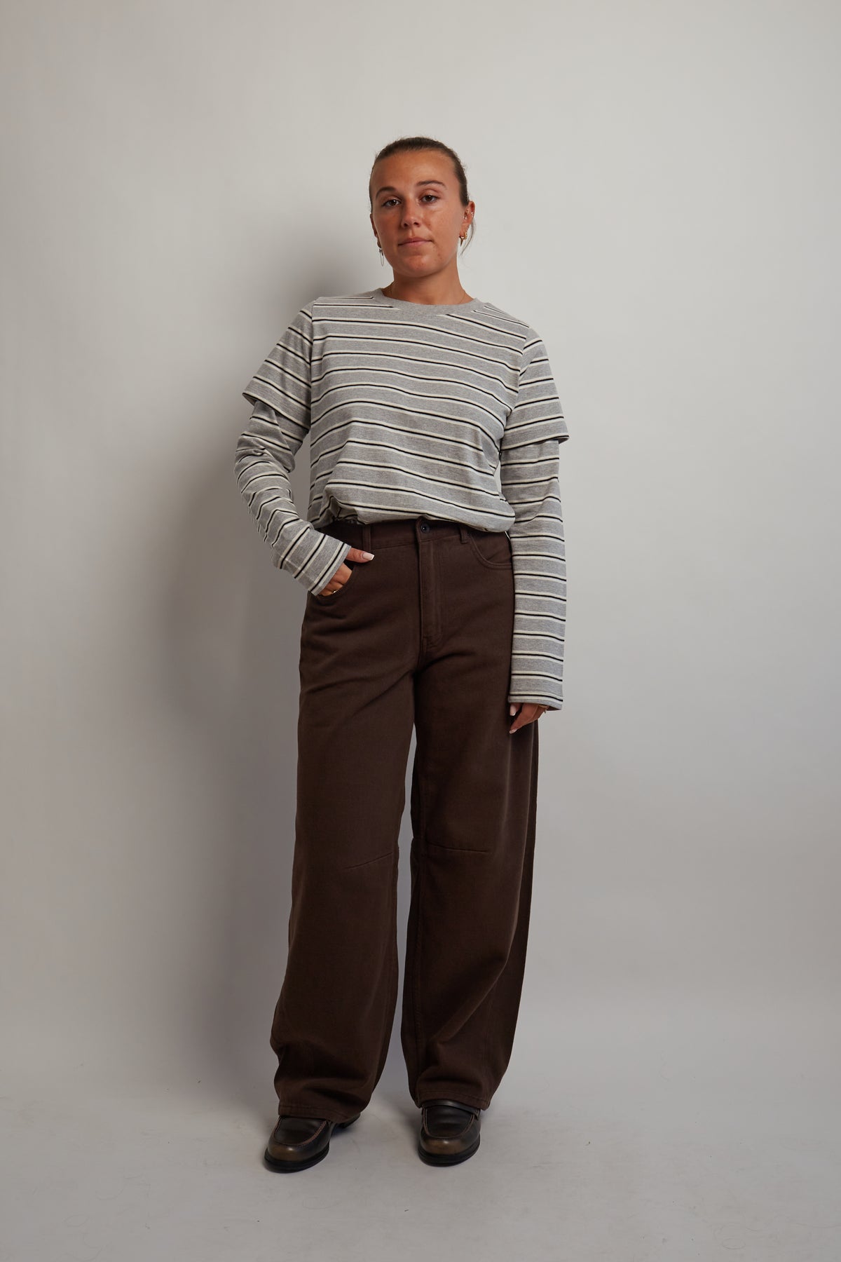 Grey Striped Layered Long Sleeve