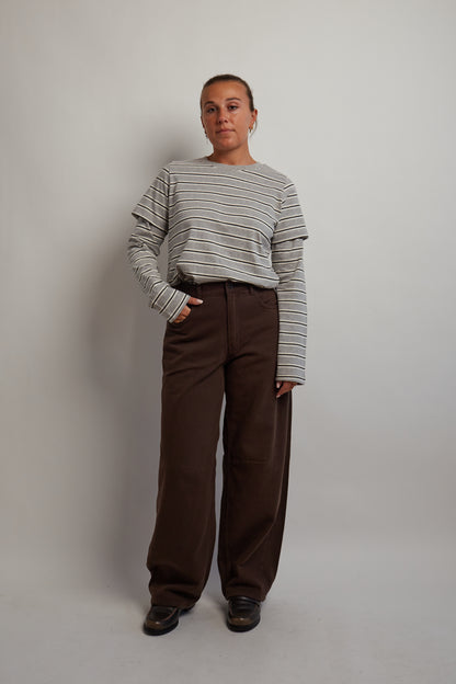 Grey Striped Layered Long Sleeve