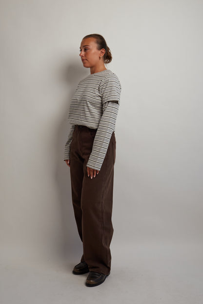 Grey Striped Layered Long Sleeve