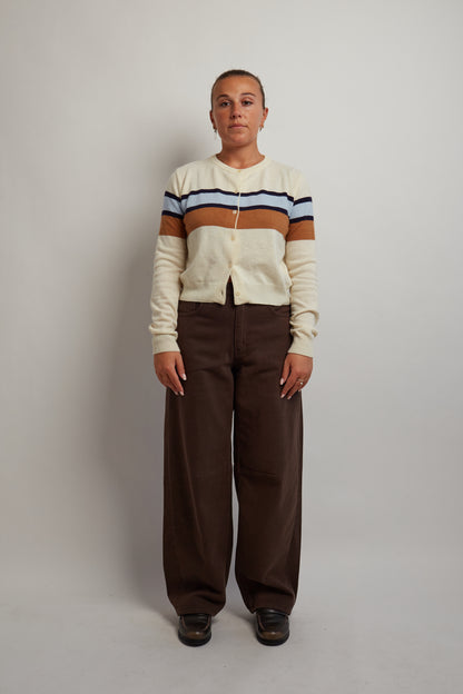 Ivory Cardigan With Stripes