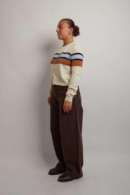 Ivory Cardigan With Stripes