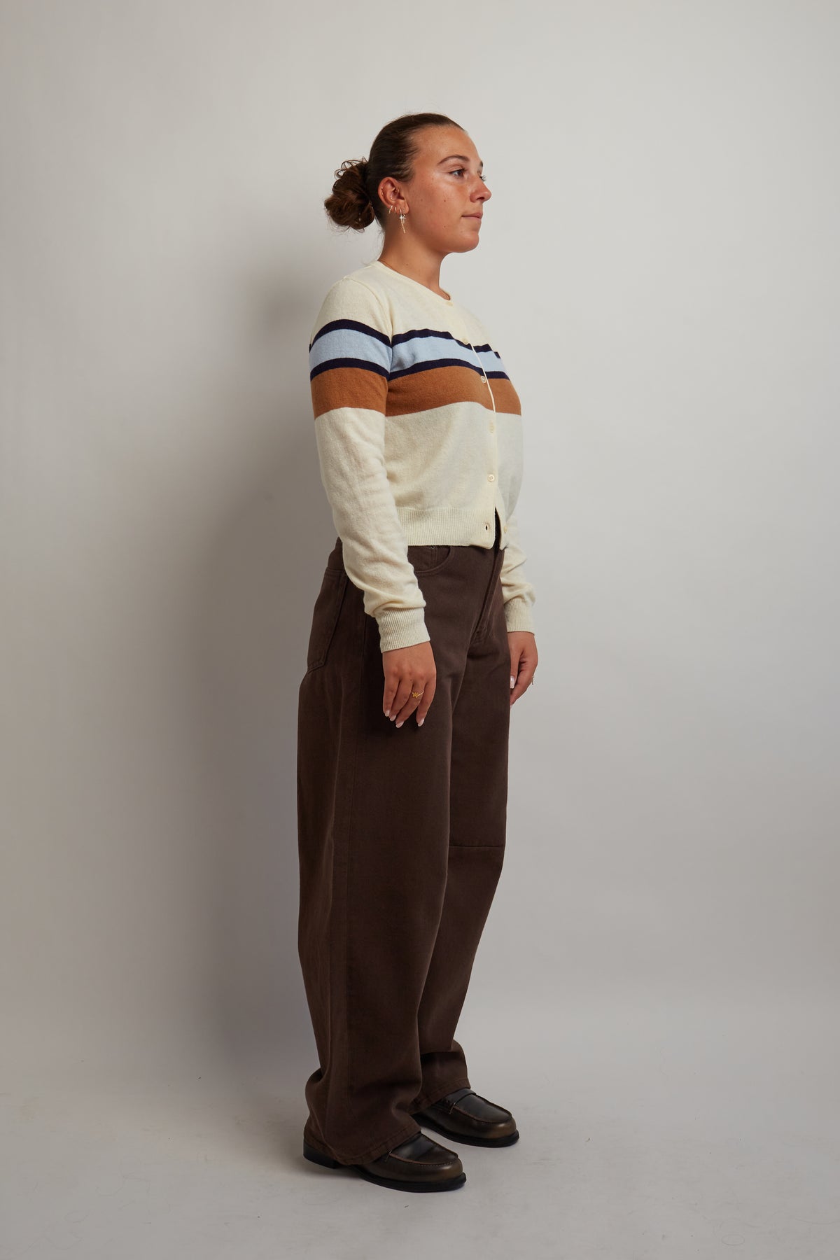 Ivory Cardigan With Stripes