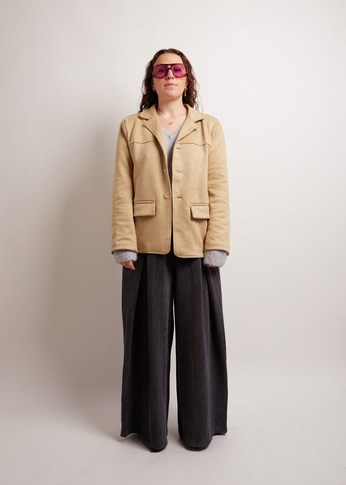 Camel Suede Look Blazer