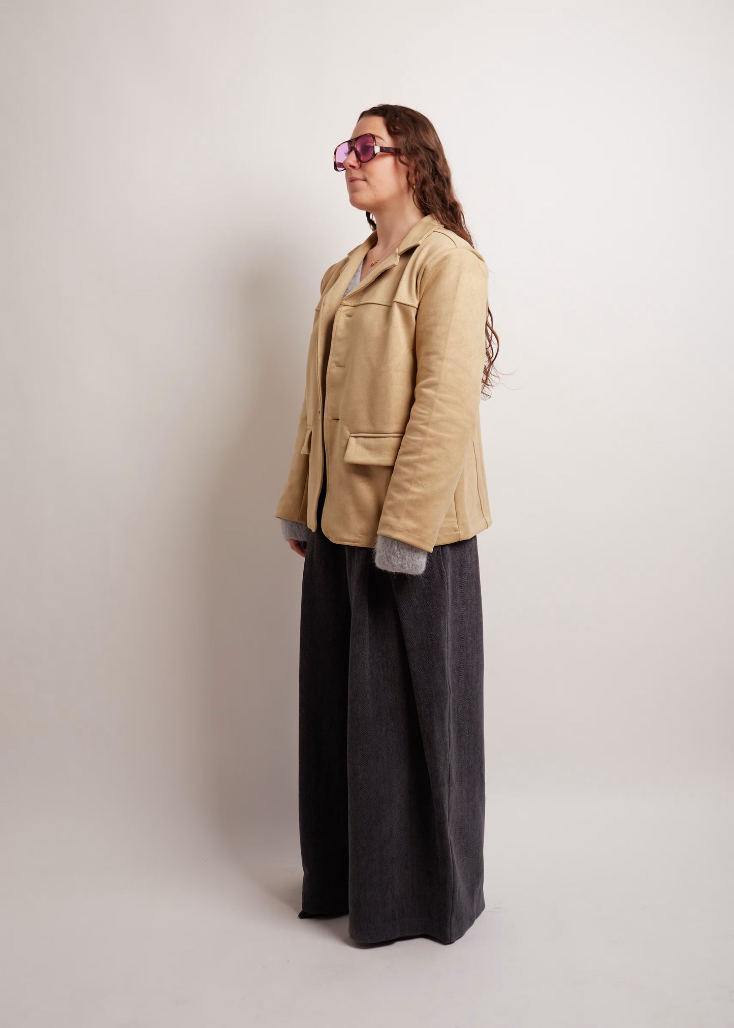 Camel Suede Look Blazer