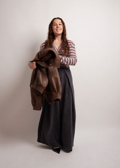 Charcoal Pintuck Wide Pants