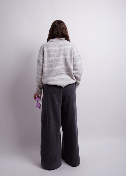 Charcoal Pintuck Wide Pants