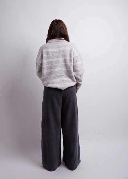 Charcoal Pintuck Wide Pants