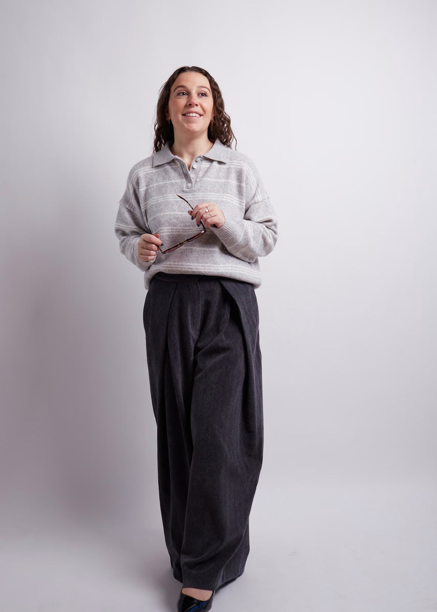 Charcoal Pintuck Wide Pants