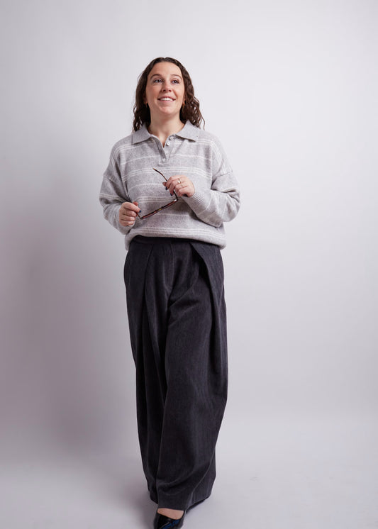 Charcoal Pintuck Wide Pants