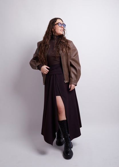 Long Burgundy Skirt With Split