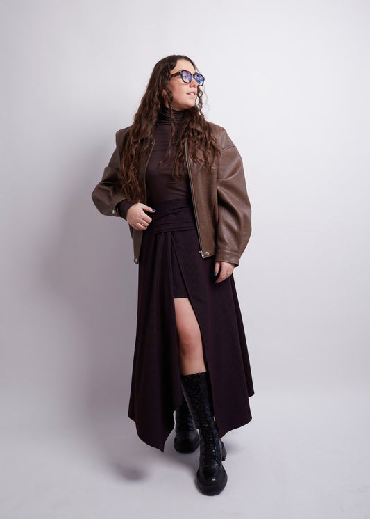 Long Burgundy Skirt With Split