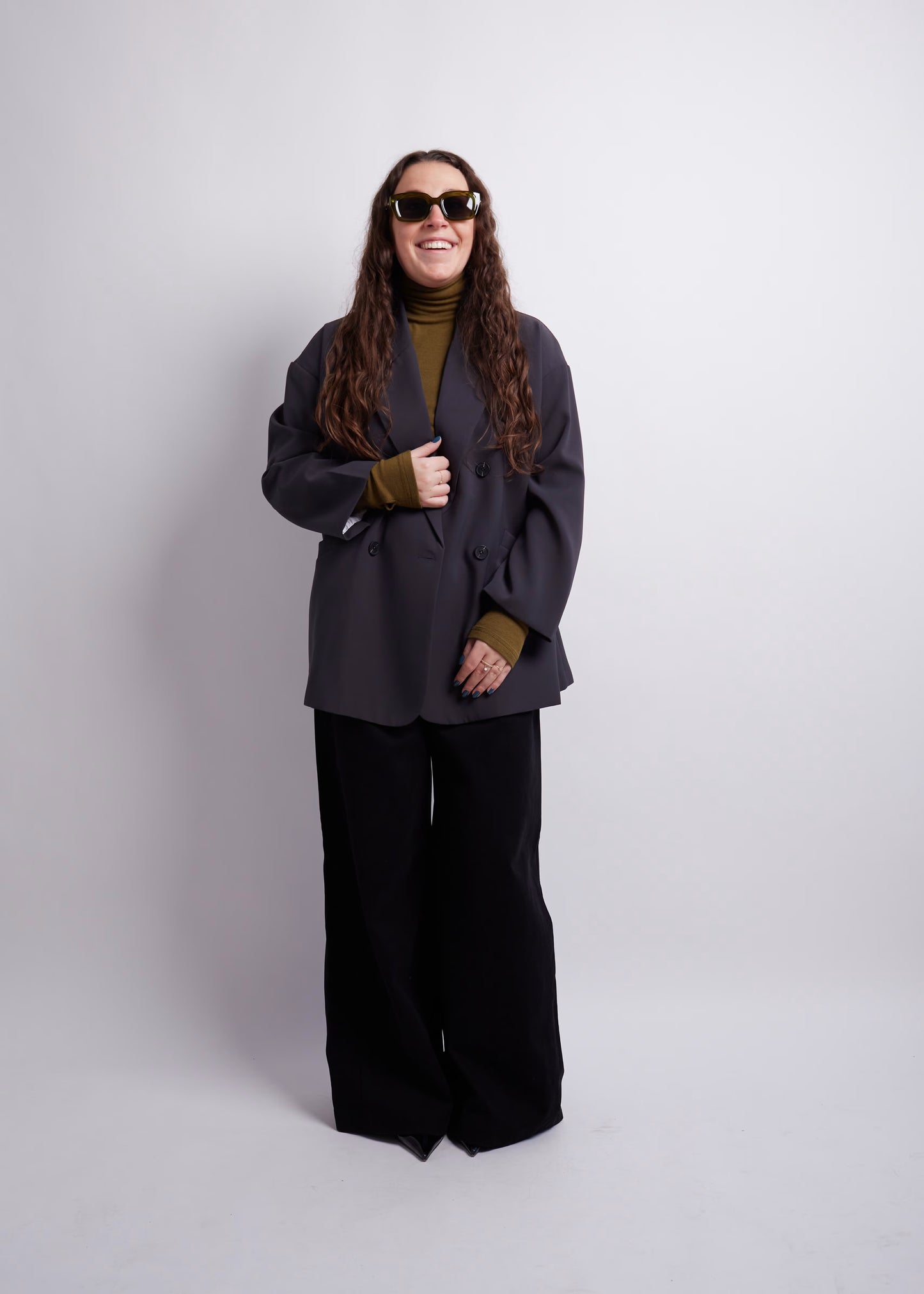 Oversized Blazer in Grey and Brown