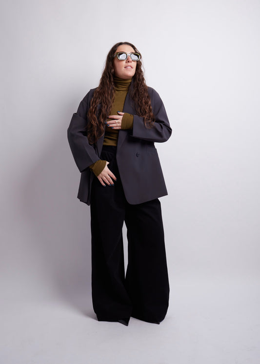 Oversized Blazer in Grey and Brown