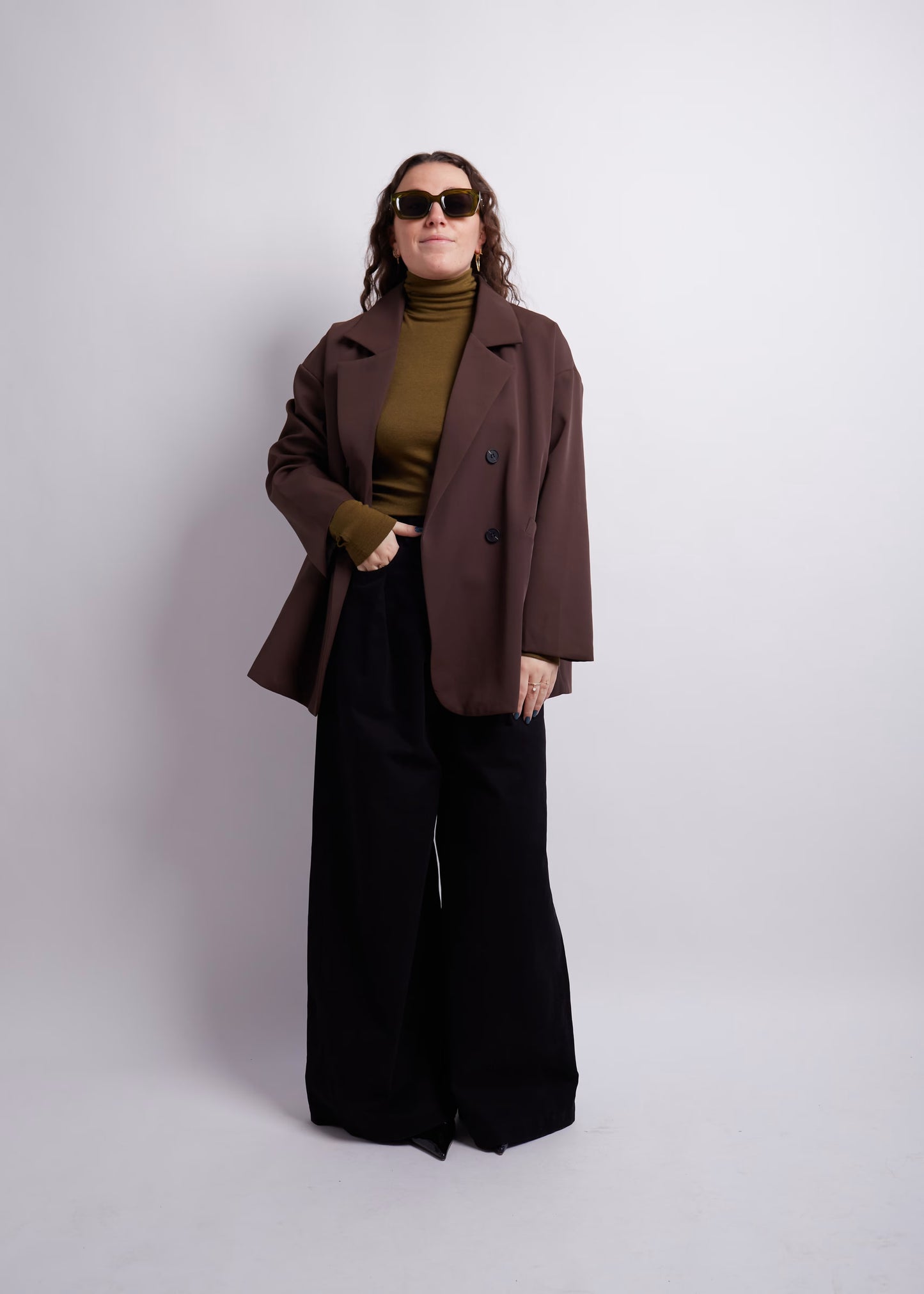 Oversized Blazer in Grey and Brown