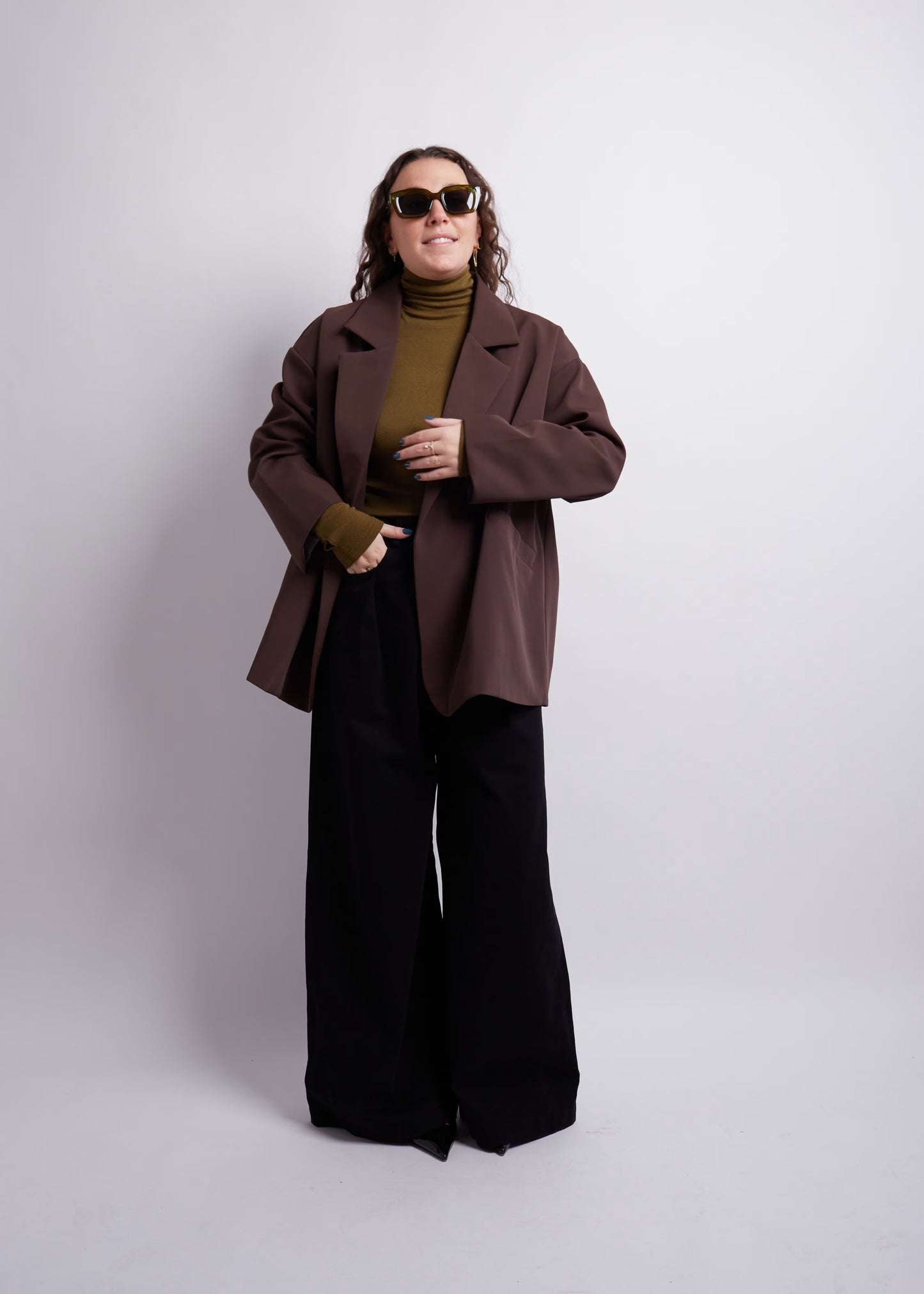 Oversized Blazer in Grey and Brown