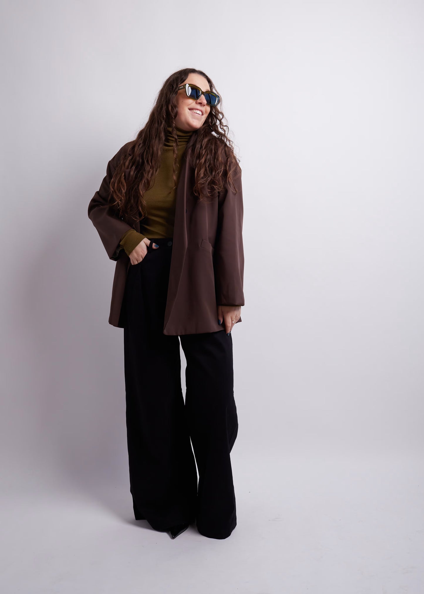 Oversized Blazer in Grey and Brown