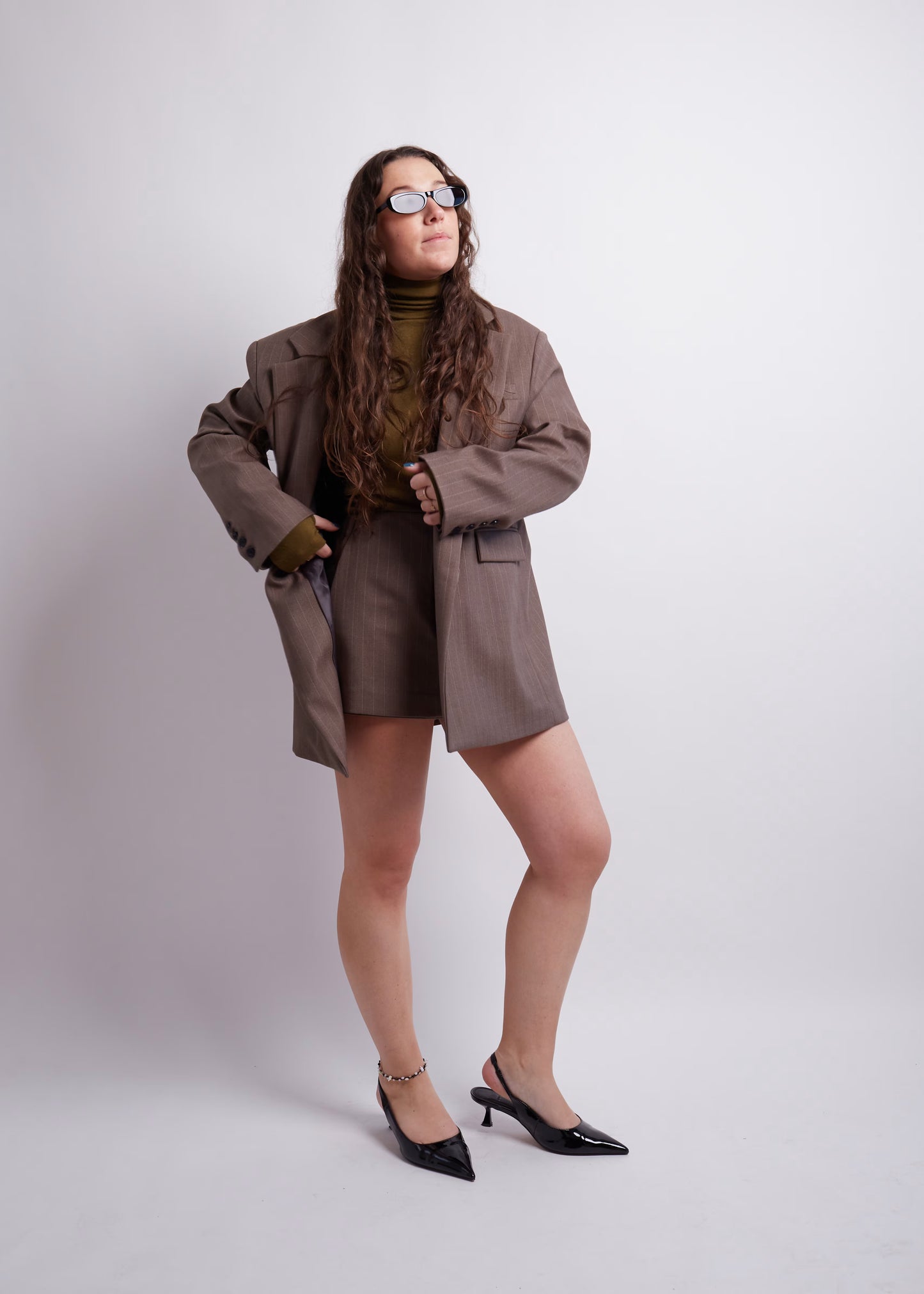 Brown Pinstripe Blazer