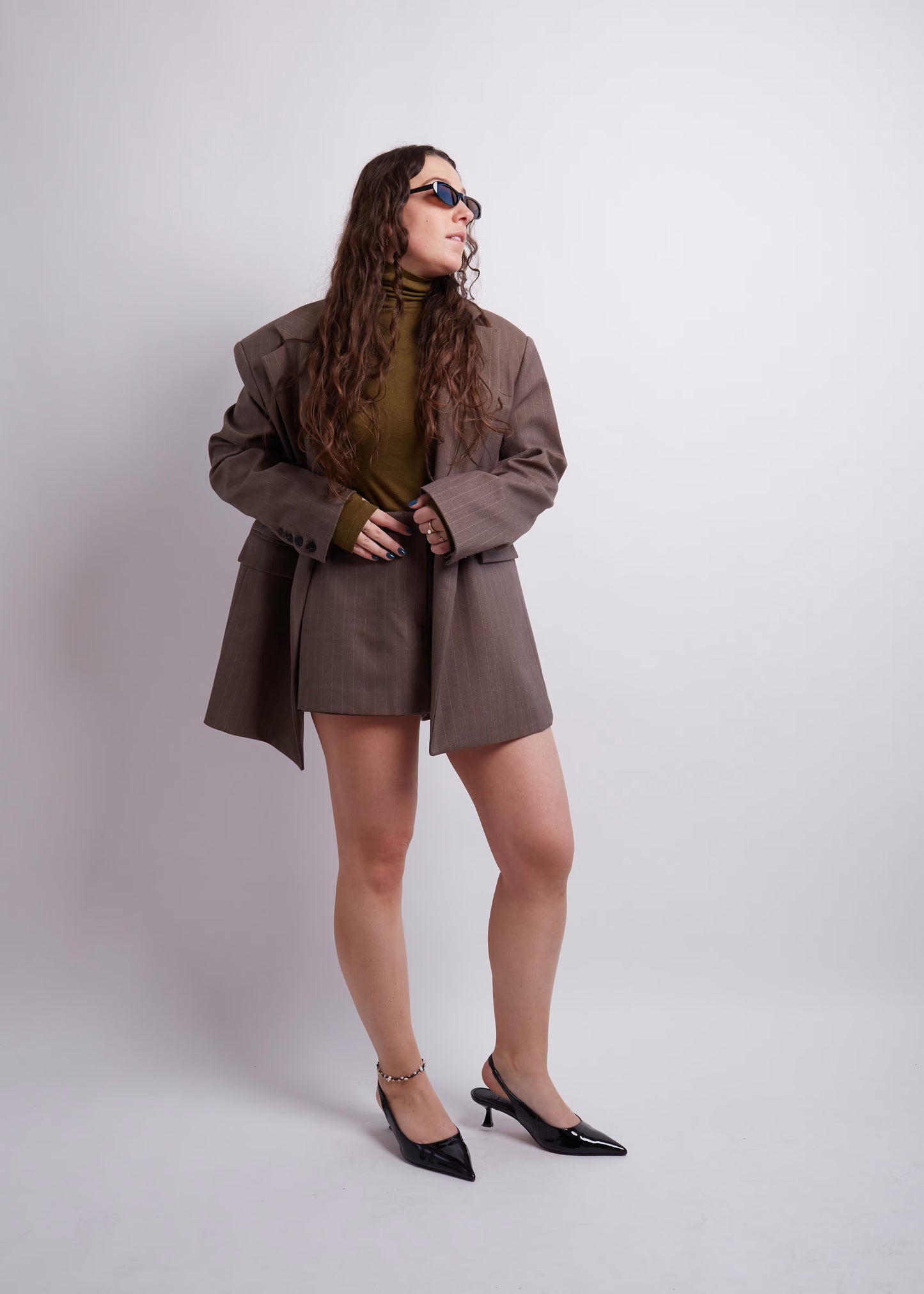 Brown Pinstripe Blazer