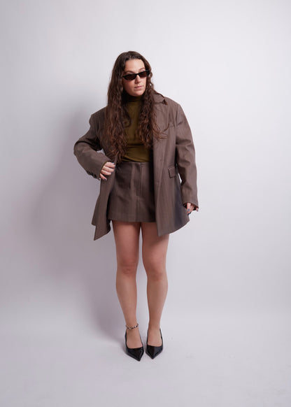 Brown Pinstripe Shorts