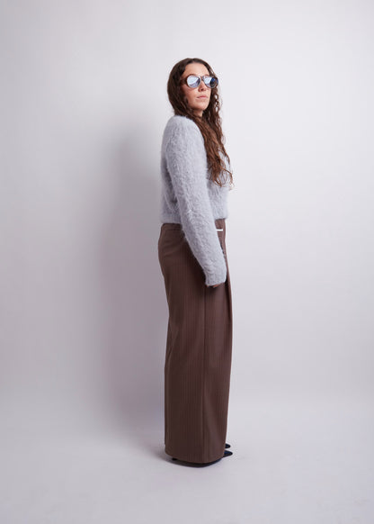 Brown Front Pockets Wide Pants