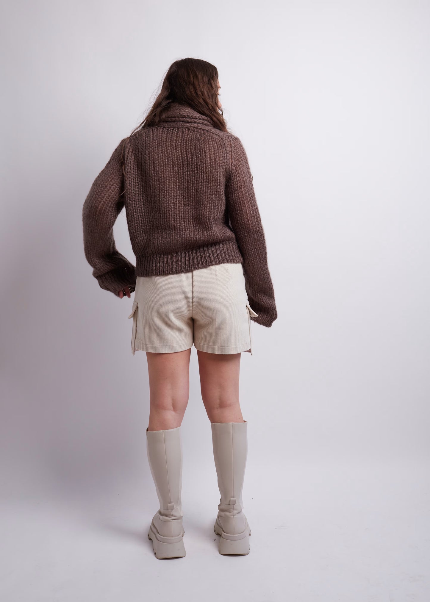 Brown Knitted Cardigan And Scarf