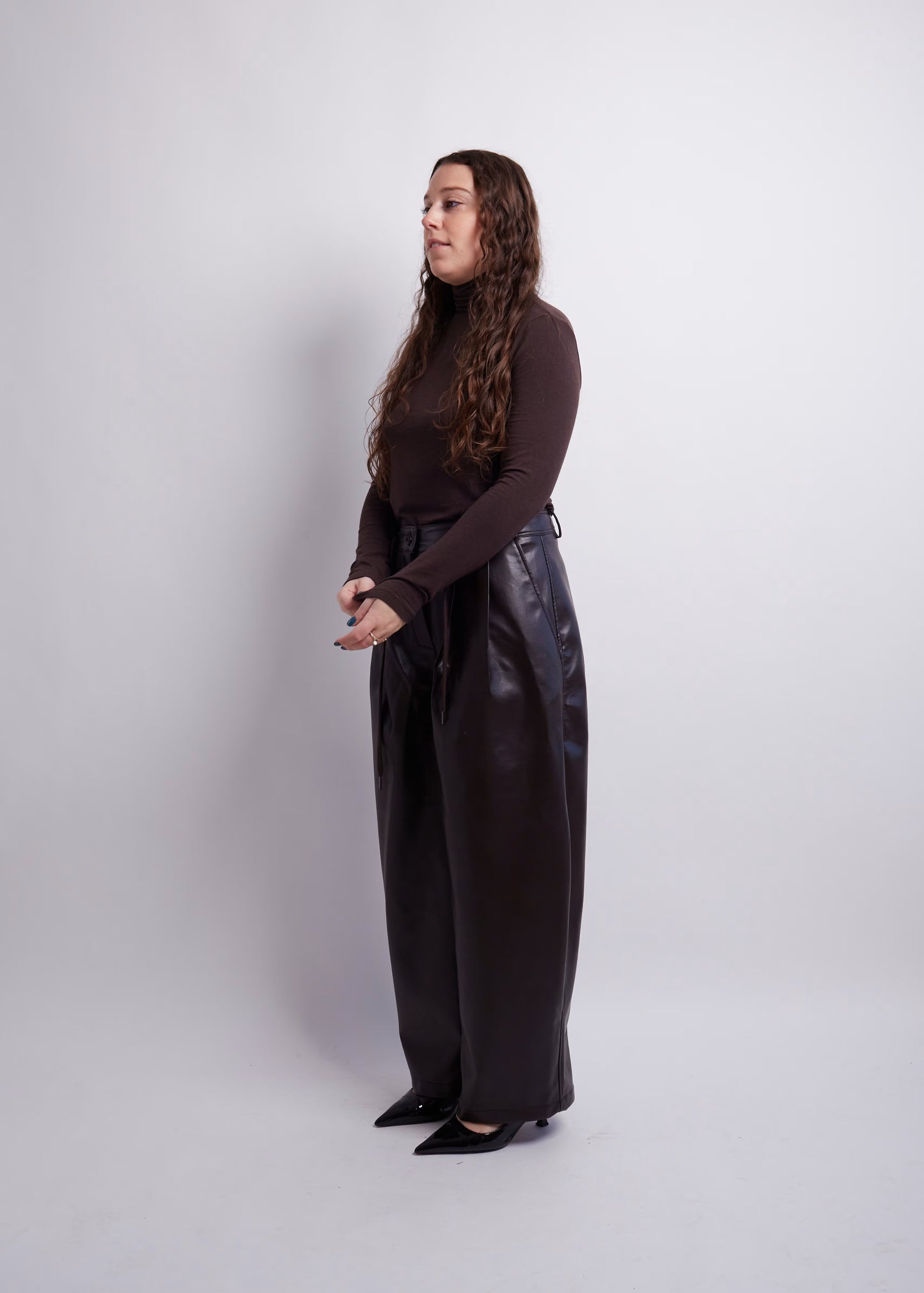 Burgundy Balloon PU Pants