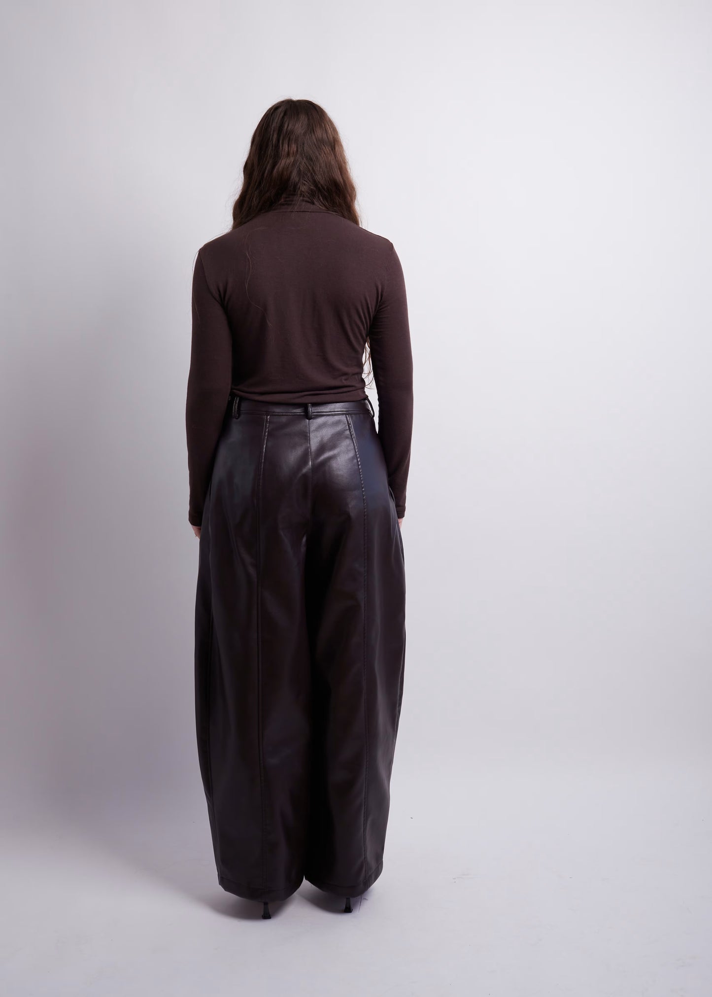 Burgundy Balloon PU Pants