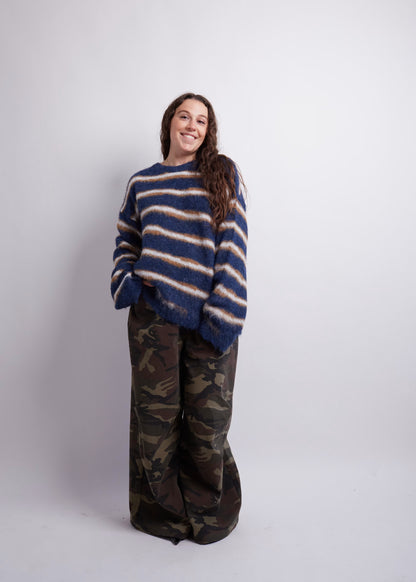 Blue and Orange Striped Knit