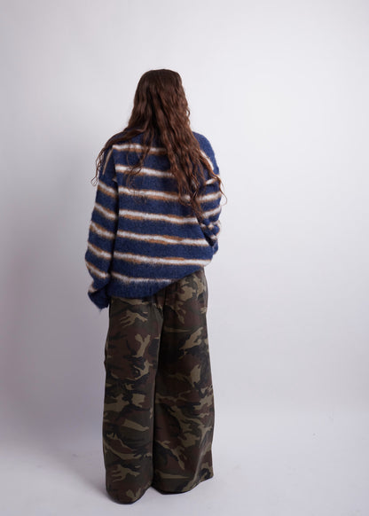 Blue and Orange Striped Knit