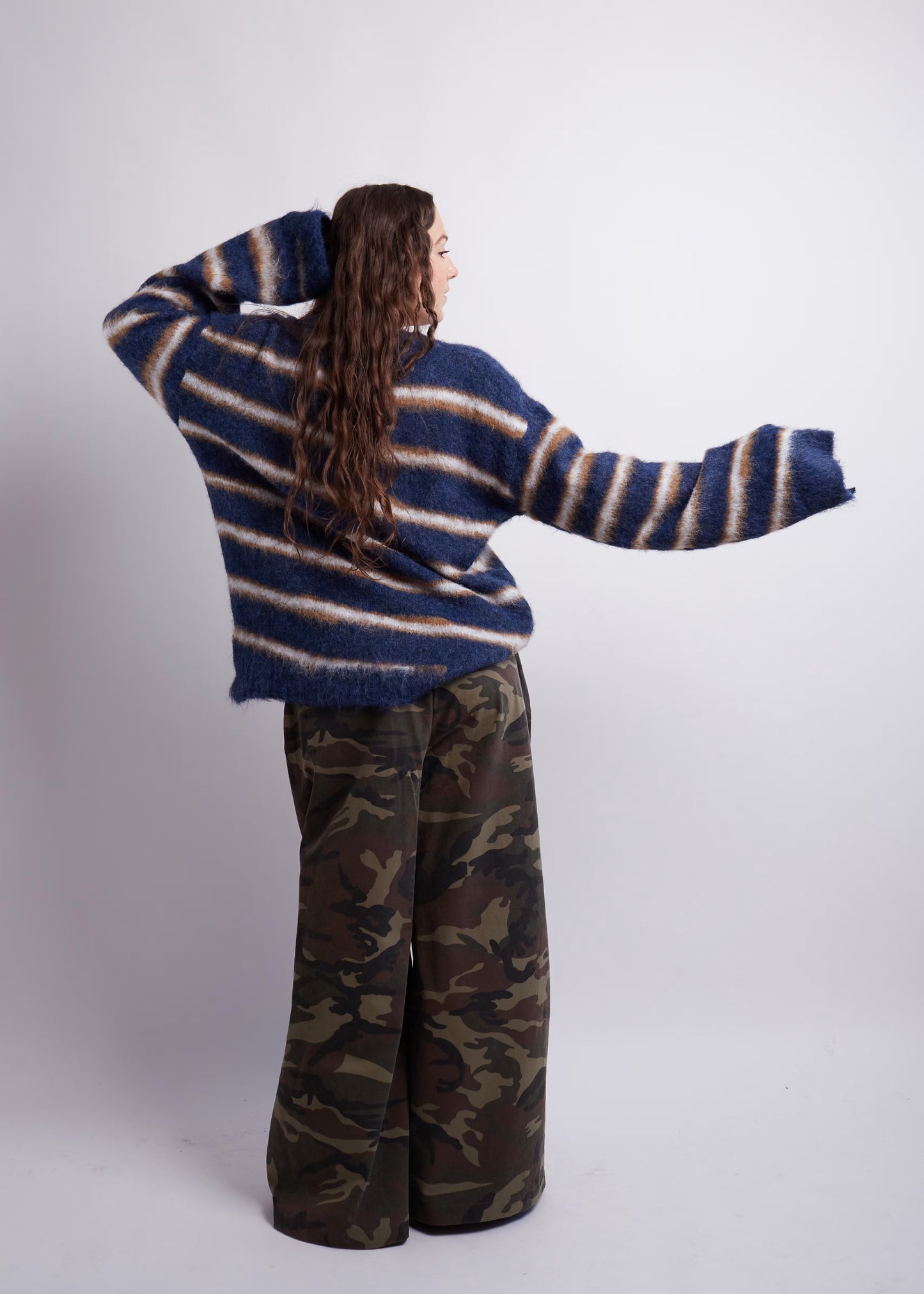 Blue and Orange Striped Knit