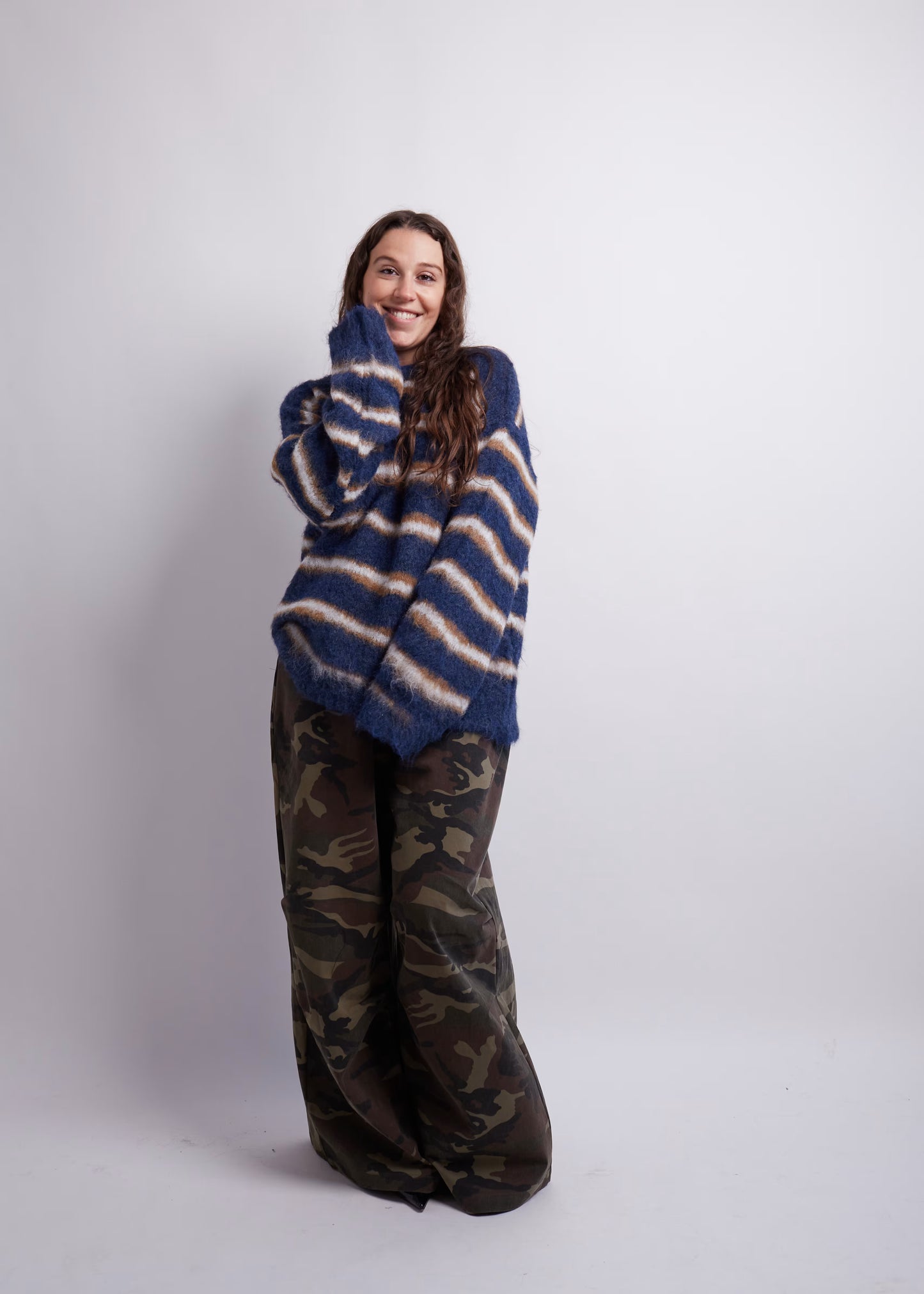 Blue and Orange Striped Knit