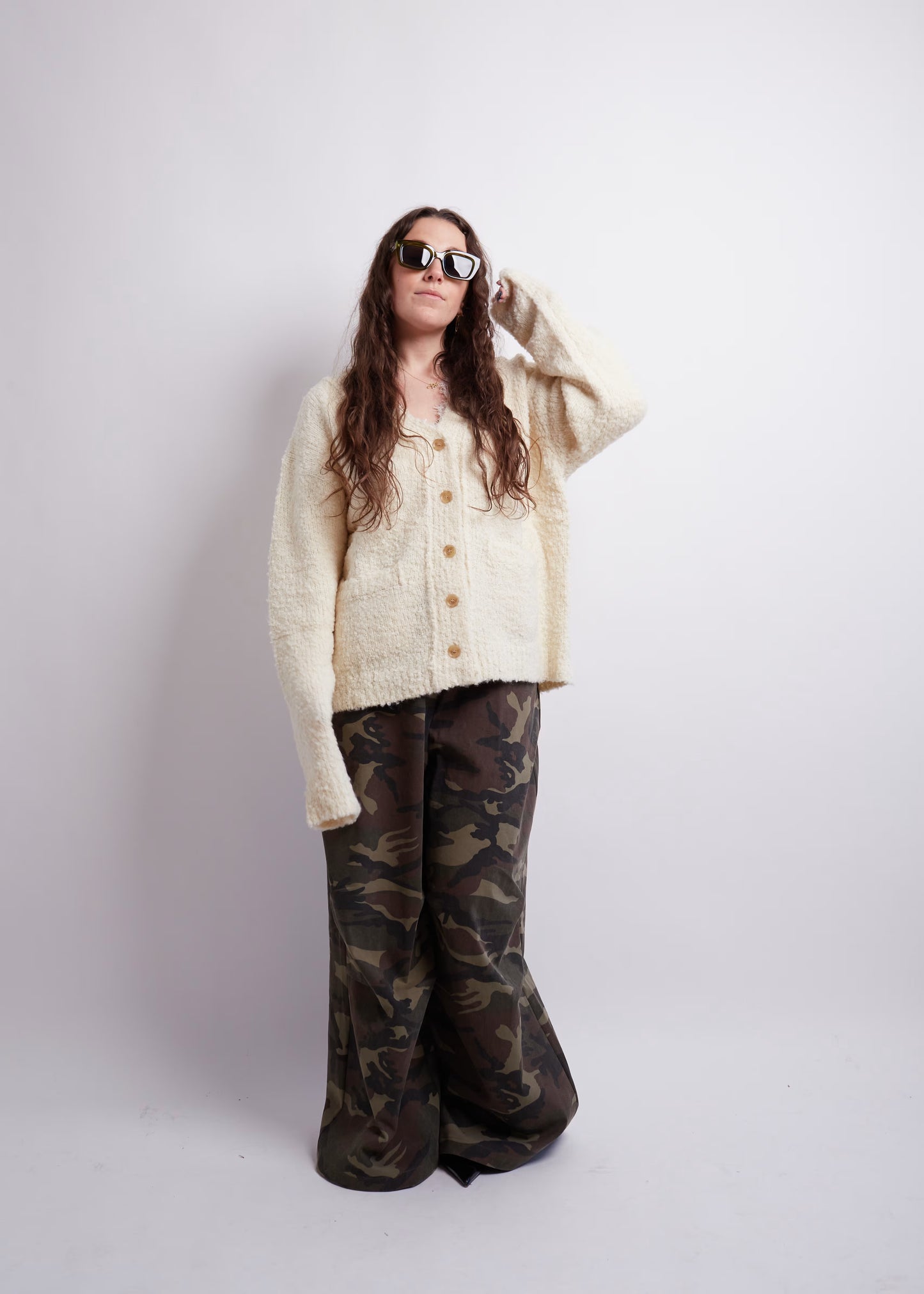 Ivory Bouclé Cardigan