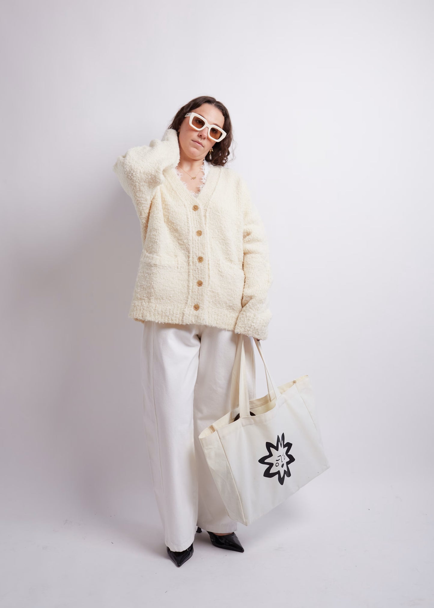 Ivory Bouclé Cardigan