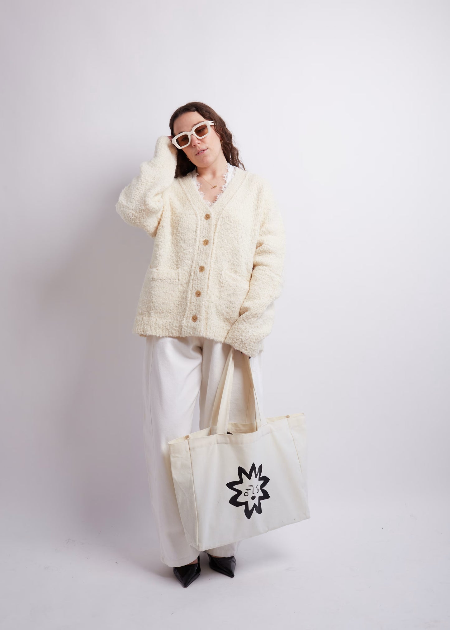 Ivory Bouclé Cardigan