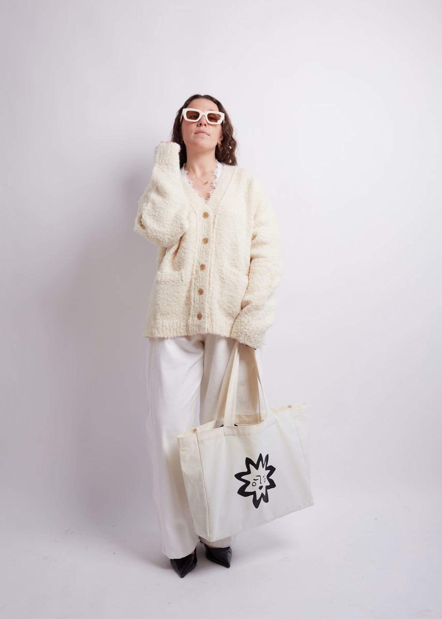 Ivory Bouclé Cardigan