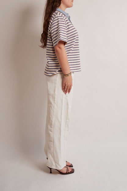 Blue and Red Striped Polo